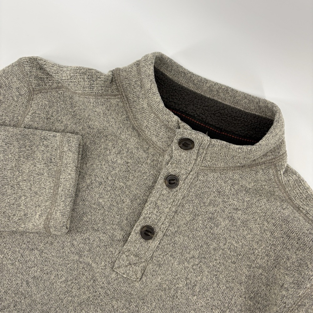GH Bass Pullover Mens XL Gray Henley Fleece Lined Thermal Outdoor‎ Gorpcore
